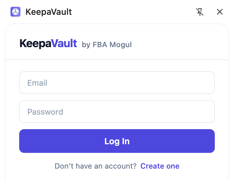 KeepaVault login screen